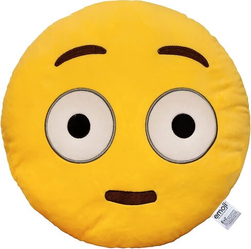 EvZ Emoji Relaxed Face Emoticon Cushion Stuffed Plush Soft Pillow, Official Certified, 32cm Yellow in Saudi Arabia