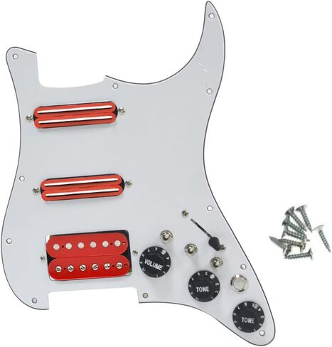 Black 3 Ply Electric Guitar Humbucker Left Handed Pickguard Pickup with Singlecut Wiring Loaded Prewired Swith Control Scratchplate Assembly for Fender Strat in Saudi Arabia
