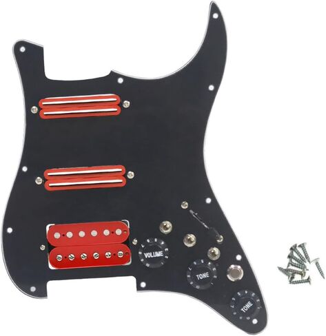 Black 3 Ply Electric Guitar Humbucker Left Handed Pickguard Pickup with Singlecut Wiring Loaded Prewired Swith Control Scratchplate Assembly for Fender Strat in Saudi Arabia
