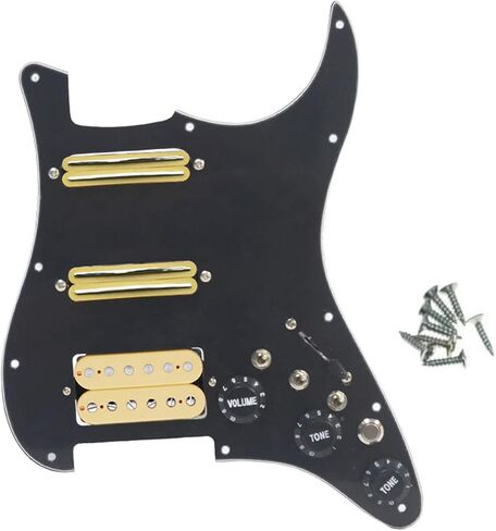 Black 3 Ply Electric Guitar Humbucker Left Handed Pickguard Pickup with Singlecut Wiring Loaded Prewired Swith Control Scratchplate Assembly for Fender Strat in Saudi Arabia