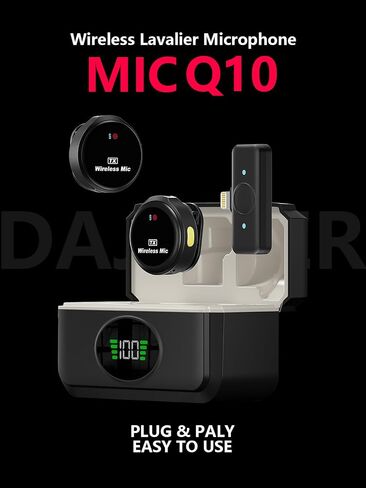 Q10 Wireless Lavalier Microphone for iPhone, iPad, 2-in-1 Mini Lapel Microphone, 48kHz 24Bit, (30) 98ft Range, 3 Modes, Dual Noise Reduction, 48h Battery for Streaming Vlog Interview in Saudi Arabia