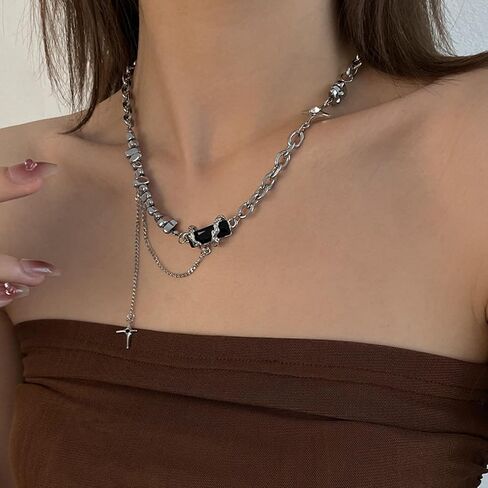 Buyongwant Irregular Long Necklace Y2k Cool Style Geometric Ball Pendant Adjustable Necklace for Women's Jewelry Gifts 23.6 Inch in Saudi Arabia