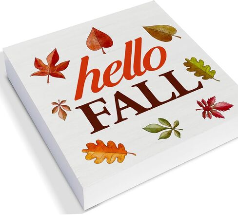 3 Pcs Fall Tiered Tray Decor Hello Fall Sign Home Decorations Autumn Theme 3 Pcs Wood Decorative Signs for Table Desk Shelf Wall in Saudi Arabia