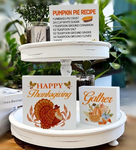 3 Pcs Fall Tiered Tray Decor Hello Fall Sign Home Decorations Autumn Theme 3 Pcs Wood Decorative Signs for Table Desk Shelf Wall in Saudi Arabia