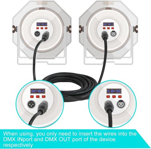 Xuhal 20 قطعة 9.84 قدم كابل DMX مرن، مطلي بالذهب 3 دبوس إشارة XLR ذكر إلى أنثى سلك كابل DMX، كابلات إشارة مع موصلات معدنية لإضاءة المسرح وأضواء DJ، أسود in Kuwait