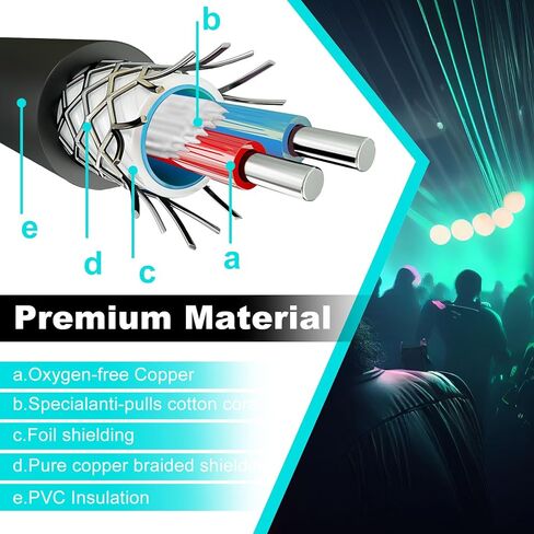 Xuhal 20 قطعة 9.84 قدم كابل DMX مرن، مطلي بالذهب 3 دبوس إشارة XLR ذكر إلى أنثى سلك كابل DMX، كابلات إشارة مع موصلات معدنية لإضاءة المسرح وأضواء DJ، أسود in Kuwait