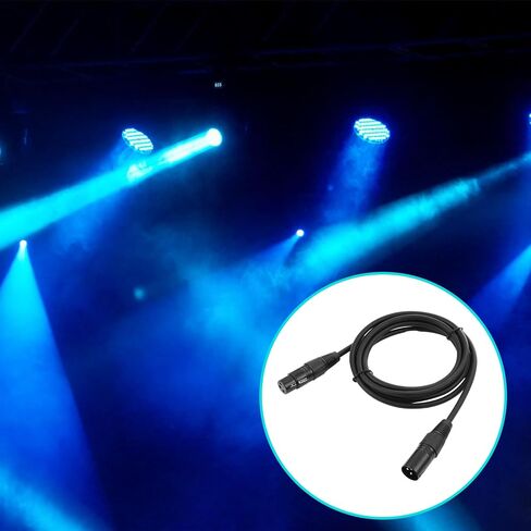 Xuhal 20 قطعة 9.84 قدم كابل DMX مرن، مطلي بالذهب 3 دبوس إشارة XLR ذكر إلى أنثى سلك كابل DMX، كابلات إشارة مع موصلات معدنية لإضاءة المسرح وأضواء DJ، أسود in Kuwait