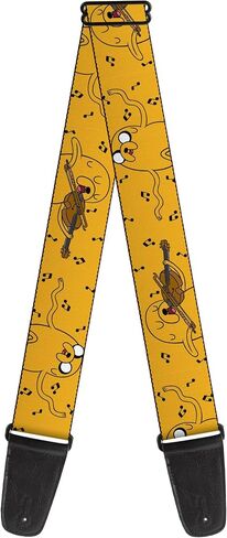 Buckle-Down Cartoon Network Guitar Strap, Adventure Time Jake Dancing and Violin Poses Yellow, 2 Inches Wide in Saudi Arabia