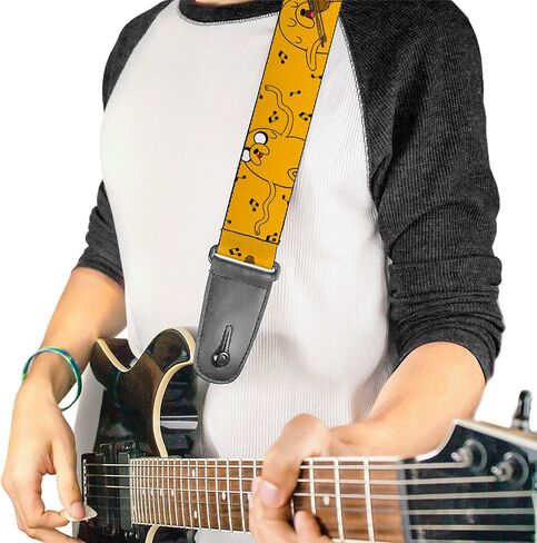 Buckle-Down Cartoon Network Guitar Strap, Adventure Time Jake Dancing and Violin Poses Yellow, 2 Inches Wide in Saudi Arabia