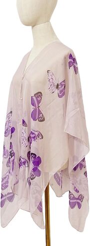 Women's Chiffon Scarf Shawl Butterfly Printed Cape Scarves Wraps Bikini Swimsuit Cover Up Beachwear in Kuwait