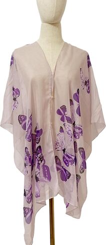 Women's Chiffon Scarf Shawl Butterfly Printed Cape Scarves Wraps Bikini Swimsuit Cover Up Beachwear in Kuwait