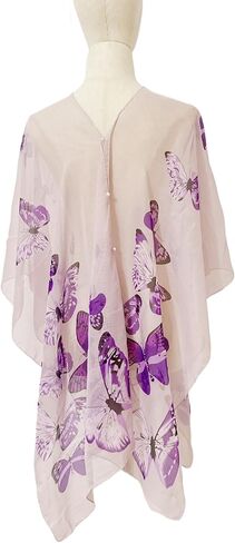 Women's Chiffon Scarf Shawl Butterfly Printed Cape Scarves Wraps Bikini Swimsuit Cover Up Beachwear in Kuwait