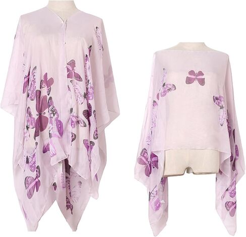 Women's Chiffon Scarf Shawl Butterfly Printed Cape Scarves Wraps Bikini Swimsuit Cover Up Beachwear in Kuwait