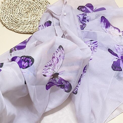 Women's Chiffon Scarf Shawl Butterfly Printed Cape Scarves Wraps Bikini Swimsuit Cover Up Beachwear in Kuwait