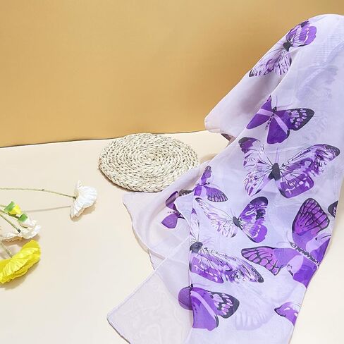 Women's Chiffon Scarf Shawl Butterfly Printed Cape Scarves Wraps Bikini Swimsuit Cover Up Beachwear in Kuwait