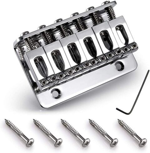 6 String 65MM Metal Fixed Hardtail Saddle Bridge Top Load Guitar Tailpiece for Fender Strat Tele Electric Guitar in Saudi Arabia