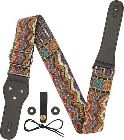 Guitar Strap-Vintage Woven, For Bass, Electric & Acoustic Guitar. FREE 2 Strap Locks + Headstock buttoned tie in Saudi Arabia