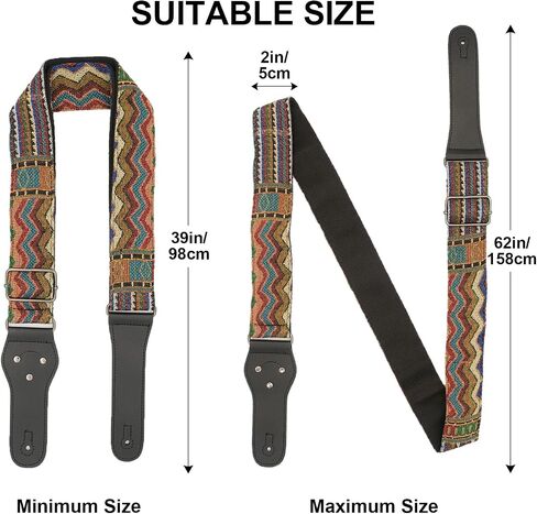 Guitar Strap-Vintage Woven, For Bass, Electric & Acoustic Guitar. FREE 2 Strap Locks + Headstock buttoned tie in Saudi Arabia