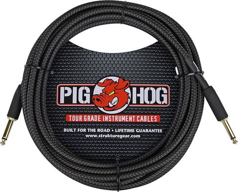 كابل أداة جيتار منسوج أسود مقاس 1/4 بوصة من Pig Hog PC-H10BK، بطول 10 أقدام in Kuwait