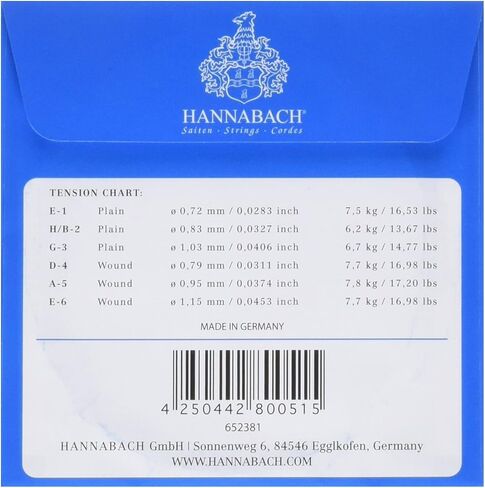 Hannabach 652387 Series 800 Silver Plated High Tension String Set for Classic Guitar - Blue in Saudi Arabia