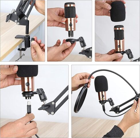 Gelid Solutions Voce - ميكروفون مكثف USB - مجموعة الكل في واحد - تصميم معدني بالكامل - 16 بت/48 كيلو هرتز - ديسيبل 78 in Kuwait