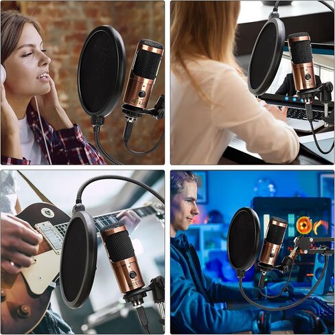 Gelid Solutions Voce - ميكروفون مكثف USB - مجموعة الكل في واحد - تصميم معدني بالكامل - 16 بت/48 كيلو هرتز - ديسيبل 78 in Kuwait