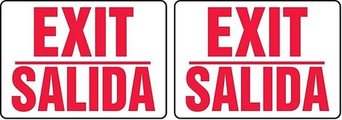 Accuform SBMEXT906MVS Spanish Bilingual Adhesive Vinyl Safety Sign, Legend "EXIT/Salida", 10" Length x 14" Width x 0.004" Thickness, Red on White in Saudi Arabia
