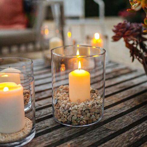 Glass Cylinder Vase Set of 6 for Centerpieces Clear Glass Flower Vases Bulk, Glass Hurricane Candle Holder Short 4 Inch Floral Vases for Table, Floating Candle Vases for Wedding Home Décor in Saudi Arabia