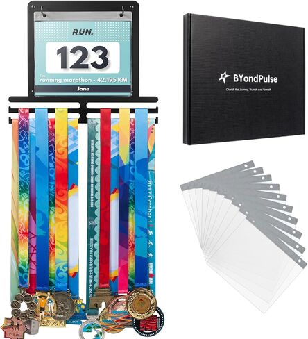 Personalized Running Medal Hanger Display with Chalks and Magnet, Race Medal Holder Wall Hanger with Race Bib Holder, Marathon Race Medal Display in Saudi Arabia