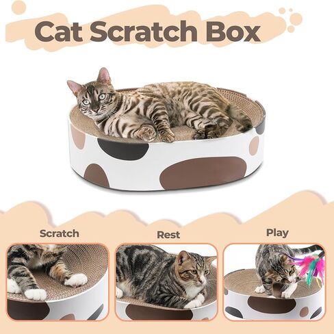 ComSaf Scratch Lounge Cat Bed, Cat Scratcher Bed Oval, Sisal Cat Scratcher for Indoor Cats Grinding Claw, Durable Cat Scratch Bed for Small Cat Kitten, No Debris No Mess, Protect Furniture Carpet Sofa in Saudi Arabia