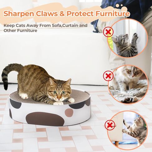 ComSaf Scratch Lounge Cat Bed, Cat Scratcher Bed Oval, Sisal Cat Scratcher for Indoor Cats Grinding Claw, Durable Cat Scratch Bed for Small Cat Kitten, No Debris No Mess, Protect Furniture Carpet Sofa in Saudi Arabia