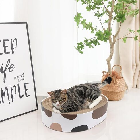 ComSaf Scratch Lounge Cat Bed, Cat Scratcher Bed Oval, Sisal Cat Scratcher for Indoor Cats Grinding Claw, Durable Cat Scratch Bed for Small Cat Kitten, No Debris No Mess, Protect Furniture Carpet Sofa in Saudi Arabia