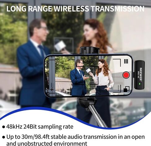 NEEWER Wireless Lavalier Microphone Kit for Type C Phone PC Laptop, Reverb & Noise Canceling Mini Lapel Mic Compatible with iPhone 15 Series Samsung Galaxy, for Live Streaming Vlog Interview, KM21 in Saudi Arabia