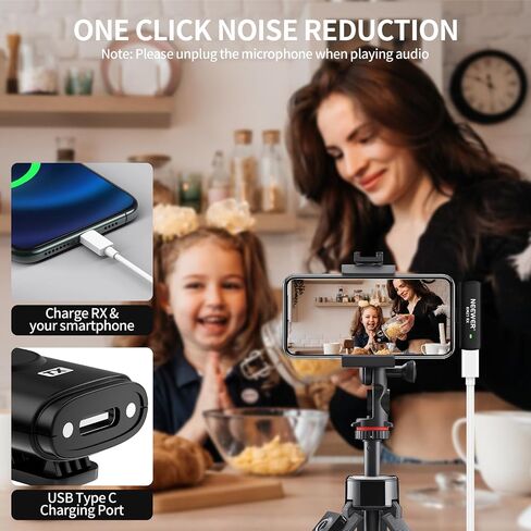 NEEWER Wireless Lavalier Microphone Kit for Type C Phone PC Laptop, Reverb & Noise Canceling Mini Lapel Mic Compatible with iPhone 15 Series Samsung Galaxy, for Live Streaming Vlog Interview, KM21 in Saudi Arabia