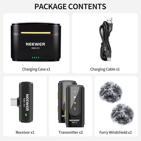 NEEWER Wireless Lavalier Microphone Kit for Type C Phone PC Laptop, Reverb & Noise Canceling Mini Lapel Mic Compatible with iPhone 15 Series Samsung Galaxy, for Live Streaming Vlog Interview, KM21 in Saudi Arabia