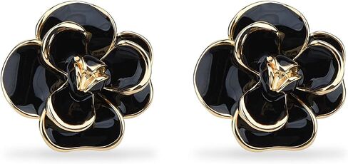 Classic Enamel Camellia Clip Earrings Elegant Flower Hypoallergenic Non Pierced Earrings 925 Silver Stud Earrings for Women Bridal in Saudi Arabia