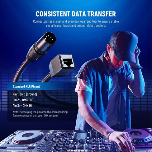 Neewer 3 دبوس DMX XLR أنثى إلى كابل RJ45 أنثى، 2 حزمة RJ45 إلى 3 دبوس XLR محول XLR موصل فقط TL60 RGB أنبوب ضوء العصا وDMX512 وحدة تحكم الإضاءة، 1 قدم / 35 سم، NC008 in Kuwait