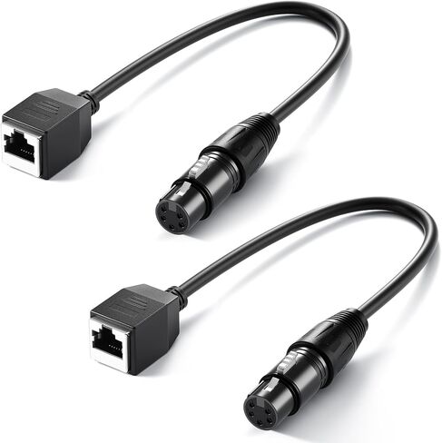 Neewer 3 دبوس DMX XLR أنثى إلى كابل RJ45 أنثى، 2 حزمة RJ45 إلى 3 دبوس XLR محول XLR موصل فقط TL60 RGB أنبوب ضوء العصا وDMX512 وحدة تحكم الإضاءة، 1 قدم / 35 سم، NC008 in Kuwait