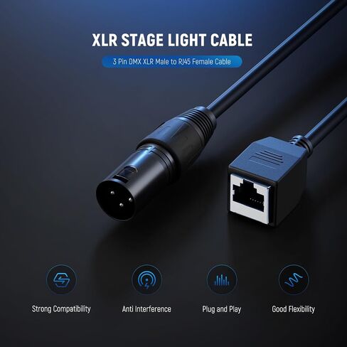 Neewer 3 Pin DMX XLR Female to RJ45 Female Cable, 2 Pack RJ45 to 3 Pin XLR Adapter XLR Connector Only TL60 RGB Tube Light Wand and DMX512 Console Lighting Controller, 1ft/35cm, NC008 in Saudi Arabia