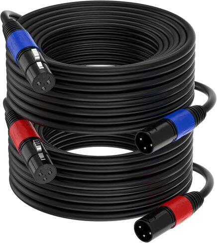 كابل XLR ذكر إلى XLR أنثى (2PACK / 50 FT)، كابل ميكروفون احترافي متوازن XLR ذكر إلى أنثى، سلك كابل تمديد للميكروفون in Saudi Arabia