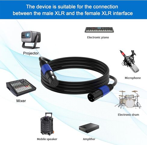 كابل XLR ذكر إلى XLR أنثى (2PACK / 50 FT)، كابل ميكروفون احترافي متوازن XLR ذكر إلى أنثى، سلك كابل تمديد للميكروفون in Saudi Arabia
