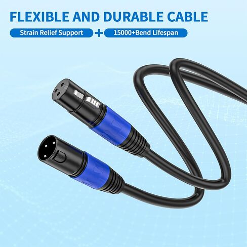 كابل XLR ذكر إلى XLR أنثى (2PACK / 50 FT)، كابل ميكروفون احترافي متوازن XLR ذكر إلى أنثى، سلك كابل تمديد للميكروفون in Saudi Arabia