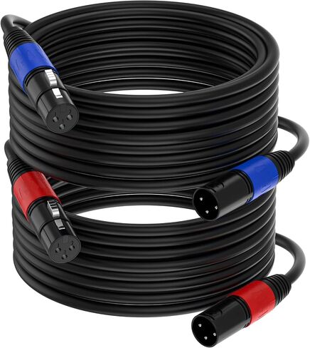 كابل XLR ذكر إلى XLR أنثى (2PACK / 50 FT)، كابل ميكروفون احترافي متوازن XLR ذكر إلى أنثى، سلك كابل تمديد للميكروفون in Saudi Arabia