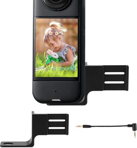 Microphone Cold Shoe, Microphone Adapter Mounting Bracket External Mic Holder with Audio Cable for Insta360 X4 Accessories in Saudi Arabia