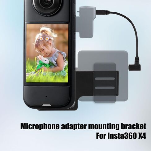 Microphone Cold Shoe, Microphone Adapter Mounting Bracket External Mic Holder with Audio Cable for Insta360 X4 Accessories in Saudi Arabia