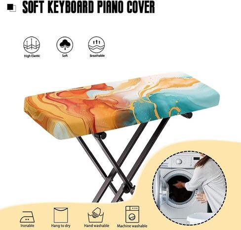Colorful Marble Keyboard Piano Cover Waterproof Stain Resistant Digital/Electric Piano Cover Dust Cover Piano Keyboard Accessories Fits Keyboards 61-88 Keys in Saudi Arabia