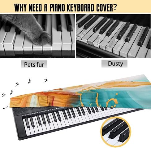 Colorful Marble Keyboard Piano Cover Waterproof Stain Resistant Digital/Electric Piano Cover Dust Cover Piano Keyboard Accessories Fits Keyboards 61-88 Keys in Saudi Arabia