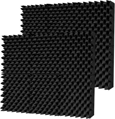 TroyStudio Thick Acoustic Foam Panels, 12 X 12 X 3 Inch 4 Pcs Broadband Sound Absorbing Foam, Dense Soundproof Padding Tile, Recording Studio Foam Absorber, Eggcrate Decorative 3D Wall Ceiling Panel in Saudi Arabia