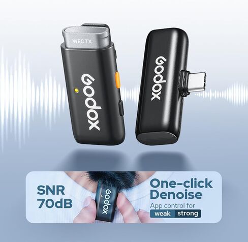 Godox WES2 Kit2 2.4GHz Wireless Microphones, 8H Battery Life, 2.4G Wireless Mic, 200m(656ft.) Range, APP Control for Smartphone for TikTok, YouTube, Vlogs, Interview (Dual-Channel Kit USB-C Version) in Saudi Arabia