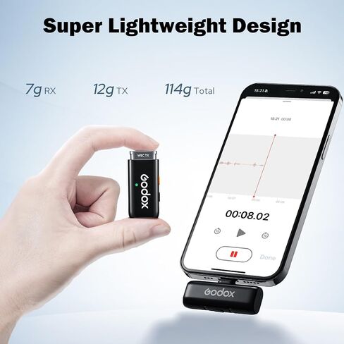 Godox WES2 Kit2 2.4GHz Wireless Microphones, 8H Battery Life, 2.4G Wireless Mic, 200m(656ft.) Range, APP Control for Smartphone for TikTok, YouTube, Vlogs, Interview (Dual-Channel Kit USB-C Version) in Saudi Arabia